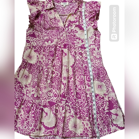 Umgee Vibrant Pink and Cream Patterned Mini Dress - Picture 5 of 8
